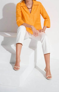 Joseph Ribkoff - Palm Springs Linen Boxy Top With Shirt Collar