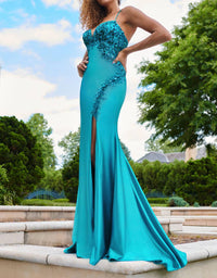 Faviana - Unique Beaded Satin Gown