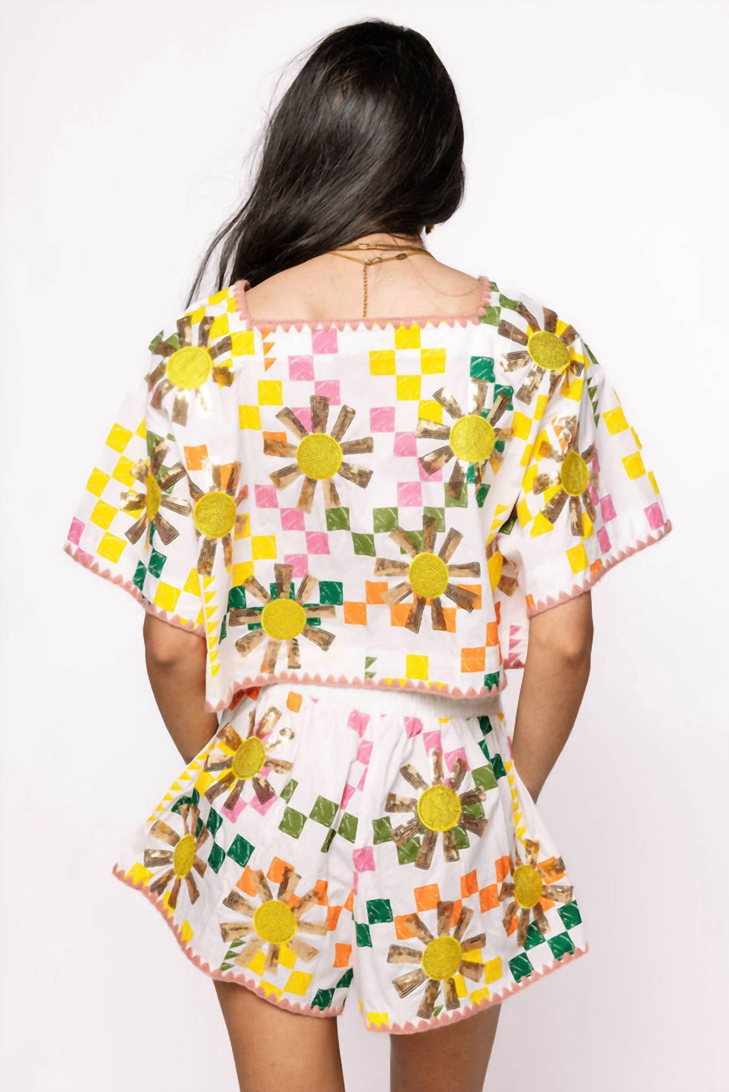 Queen Of Sparkles - Checkered Sun Top