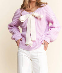 J.Nna - Cozy Cutie Cable Knit Ribbon Sweater