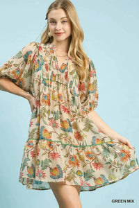 Umgee - Floral Tiered Babydoll Dress