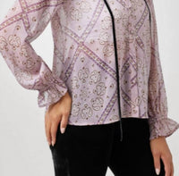 mystree Women's Tie Neck Blouse in lavander - women's blouse - alternate view