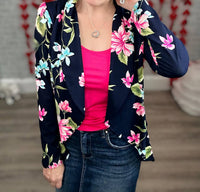 Heimish Usa - Stretchy Floral Figure Flattering Blazer