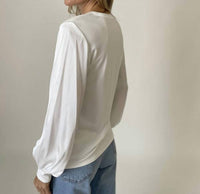 SIX/FIFTY Janie Long Sleeve Top in white - women's long sleeve top - alternate view