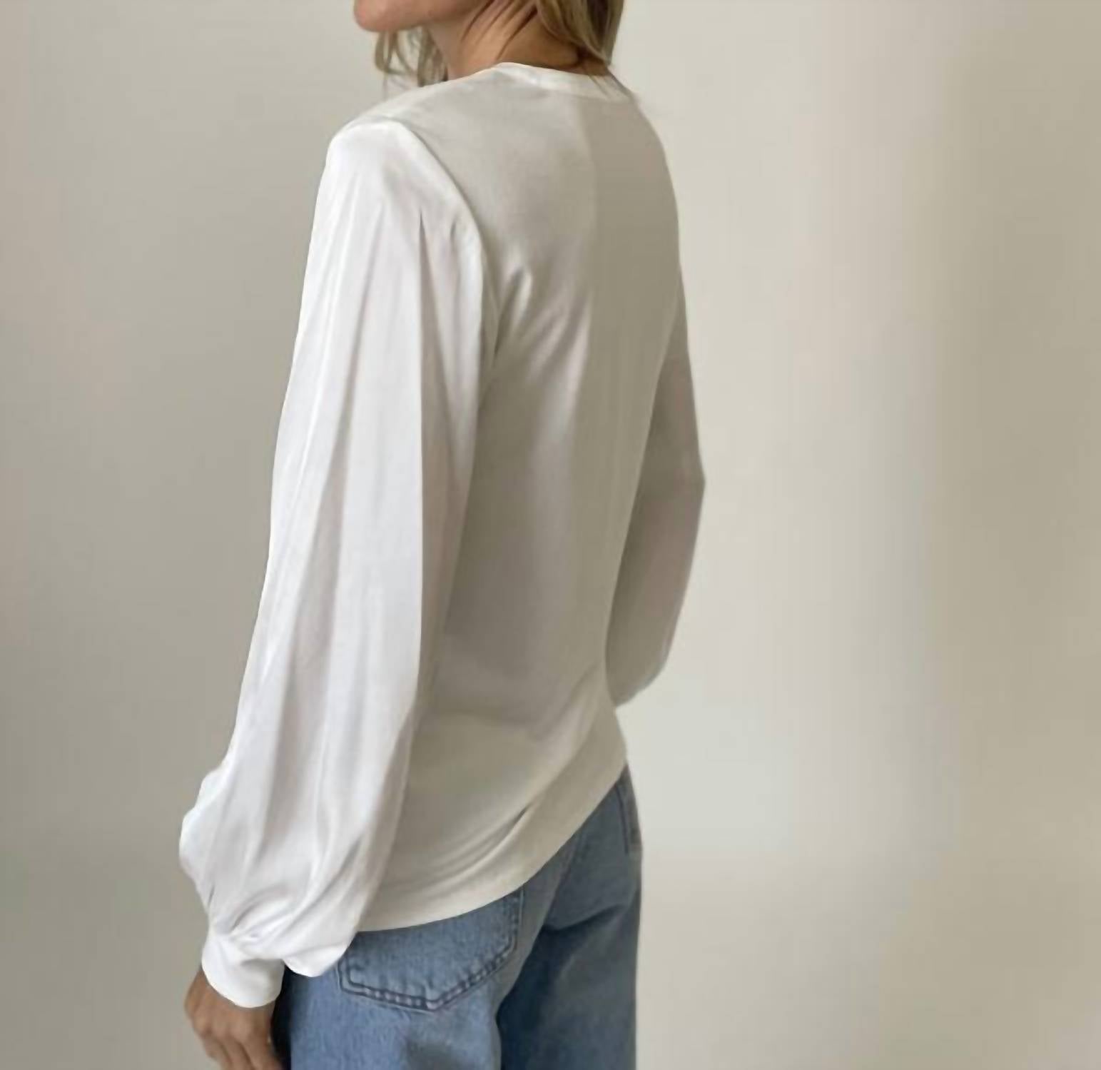 SIX/FIFTY Janie Long Sleeve Top in white - women's long sleeve top - alternate view
