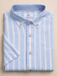 Southern Tide - Seamark Stripe Linen Rayon Short Sleeve Sport Shirt