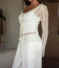 Tic Toc - Ravenlee Sheer Tie Long Sleeve Top