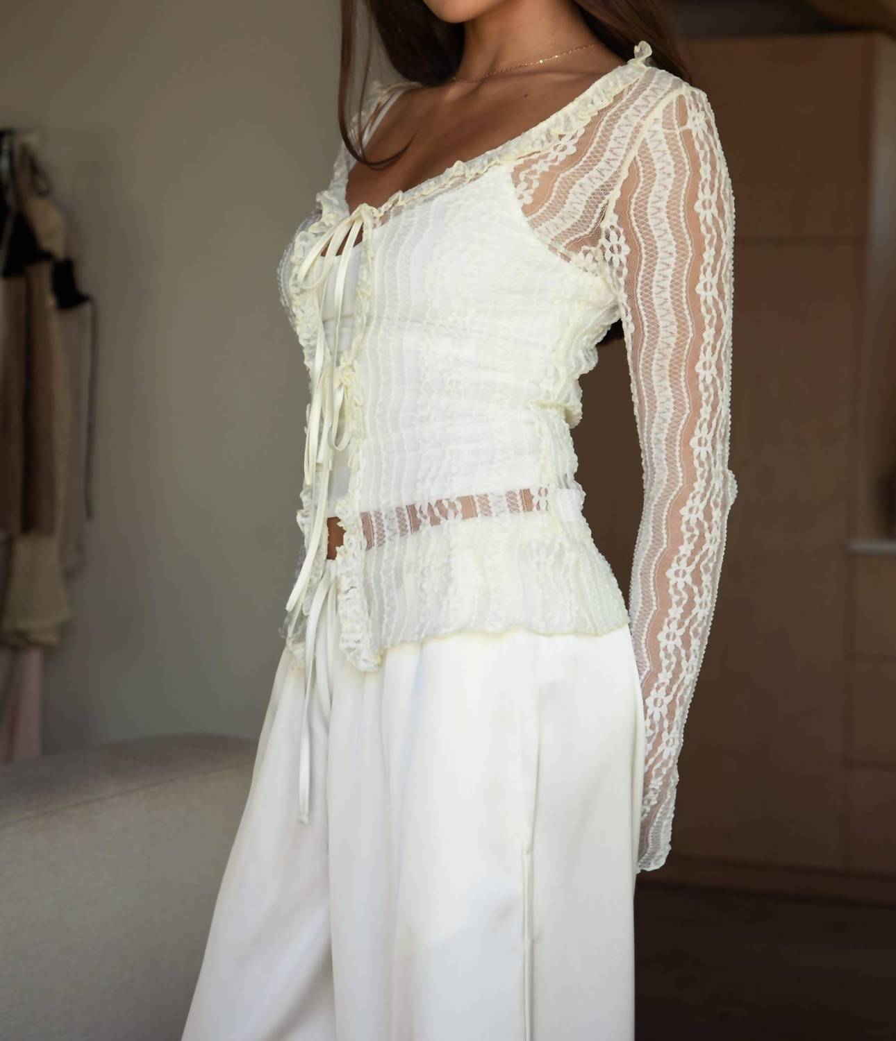 Tic Toc - Ravenlee Sheer Tie Long Sleeve Top