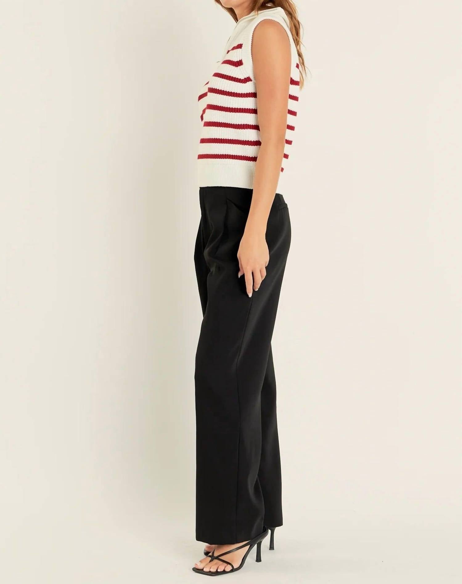 English Factory - Stripe Half-zip Sleeveless Sweater