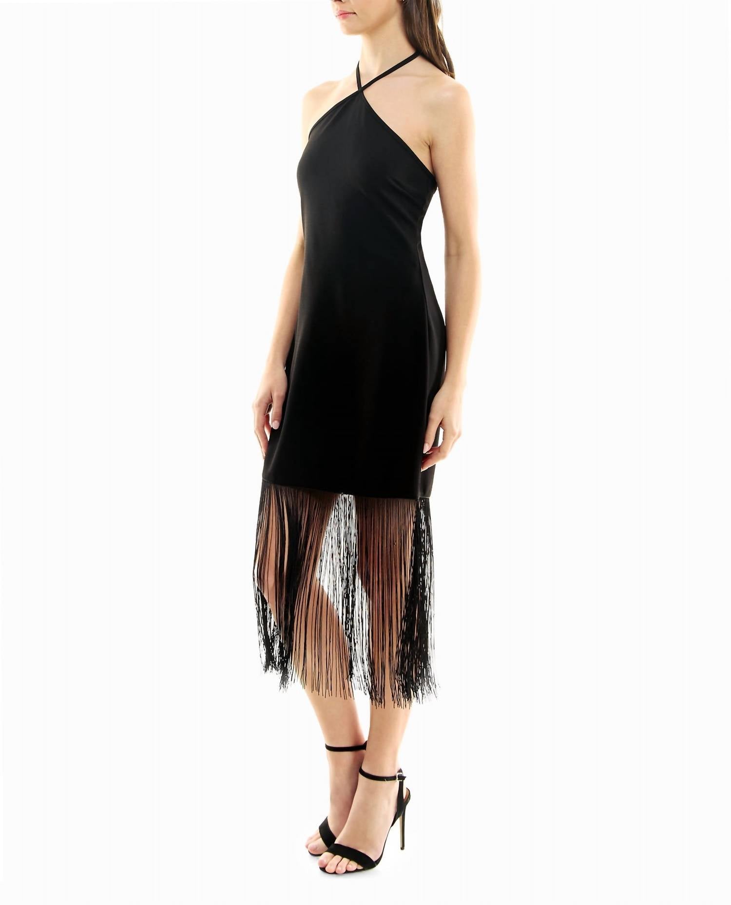 Nicole Miller - Sylvie Stretch Crepe Fringed Sheath Dress