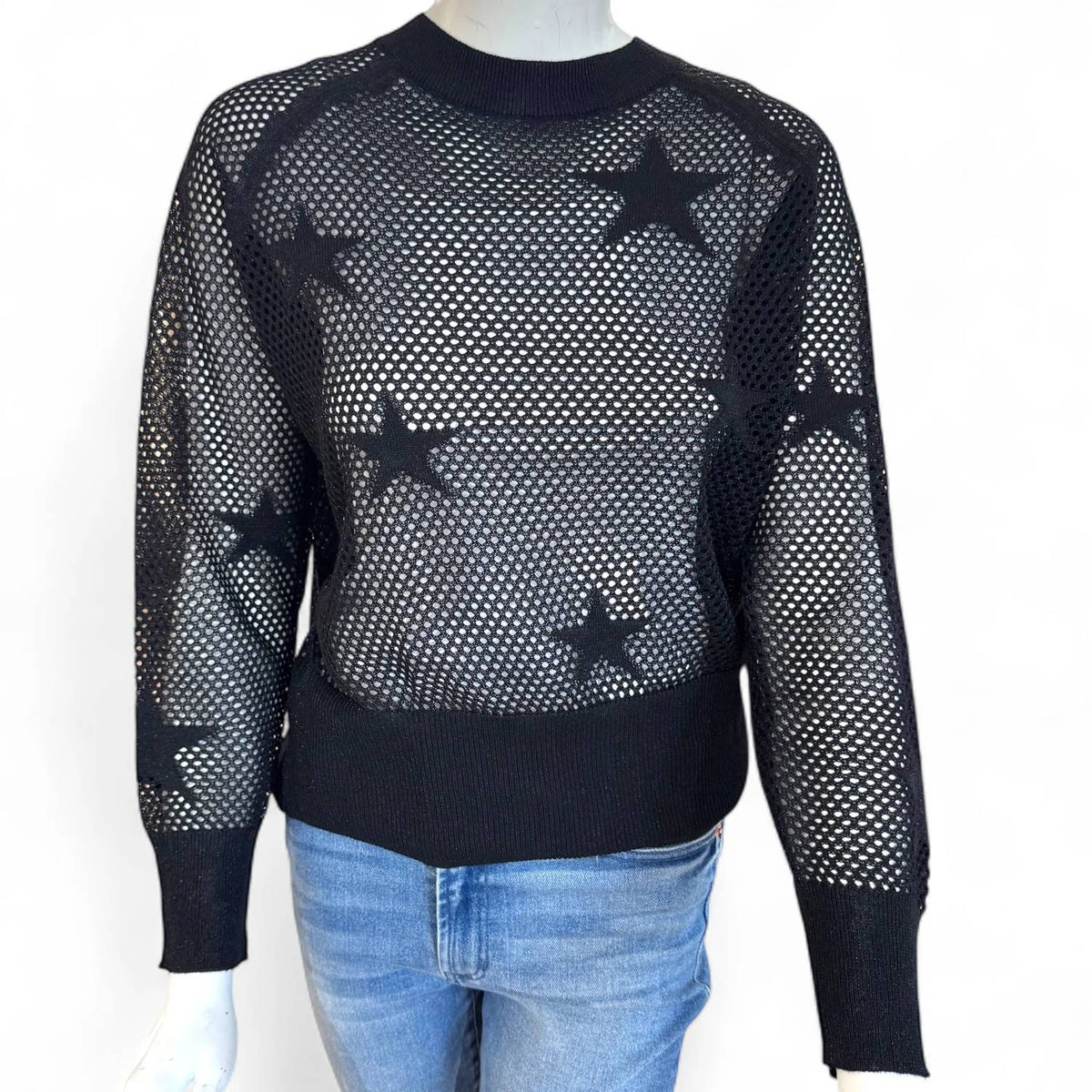 Elan - Mesh Star Crewneck Sweater
