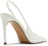 STEVE MADDEN Women's Reyes Genuine Leather Sling Back Hi Heel Pumps in white - women's heels - detail view