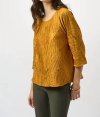 Joseph Ribkoff - Pleated Scoop Neckline 3/4 Sleeves Boxy Top