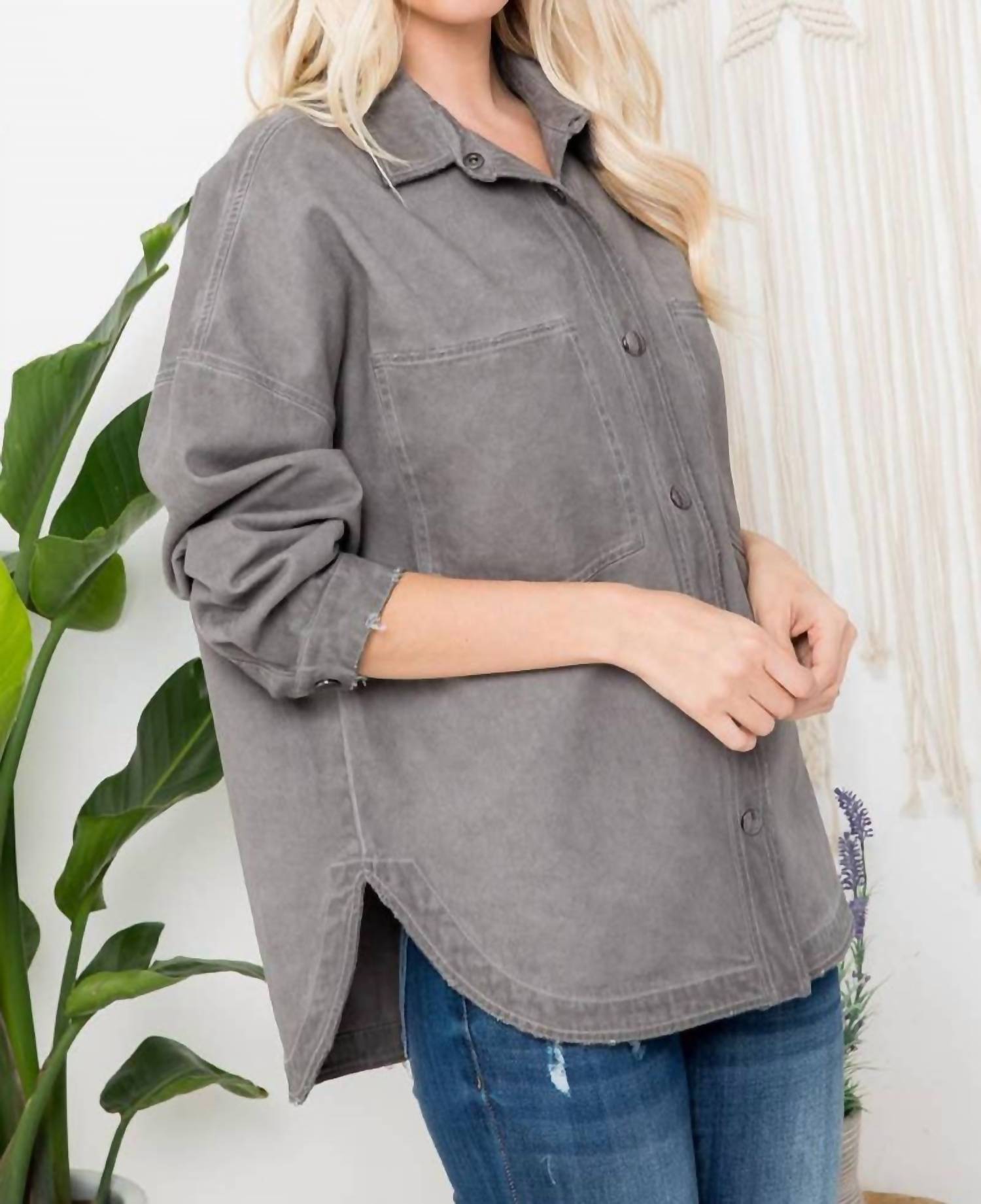 Zia Apparel - Mineral Washed Denim Shacket - Plus