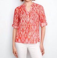 Charlie B - Printed Roll Up Sleeve Blouse