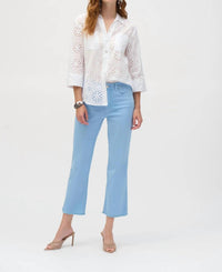Joseph Ribkoff - Embroidered Eyelet Boxy Button-down Blouse
