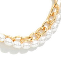Judson & Co. Women's Layered Chain Link Pearls Bag Chain in gold - women's item - detail view