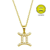 Silver Depot Gemini Necklace With Sparkling Cubic Zirconia Stones in gold - women's jewelry