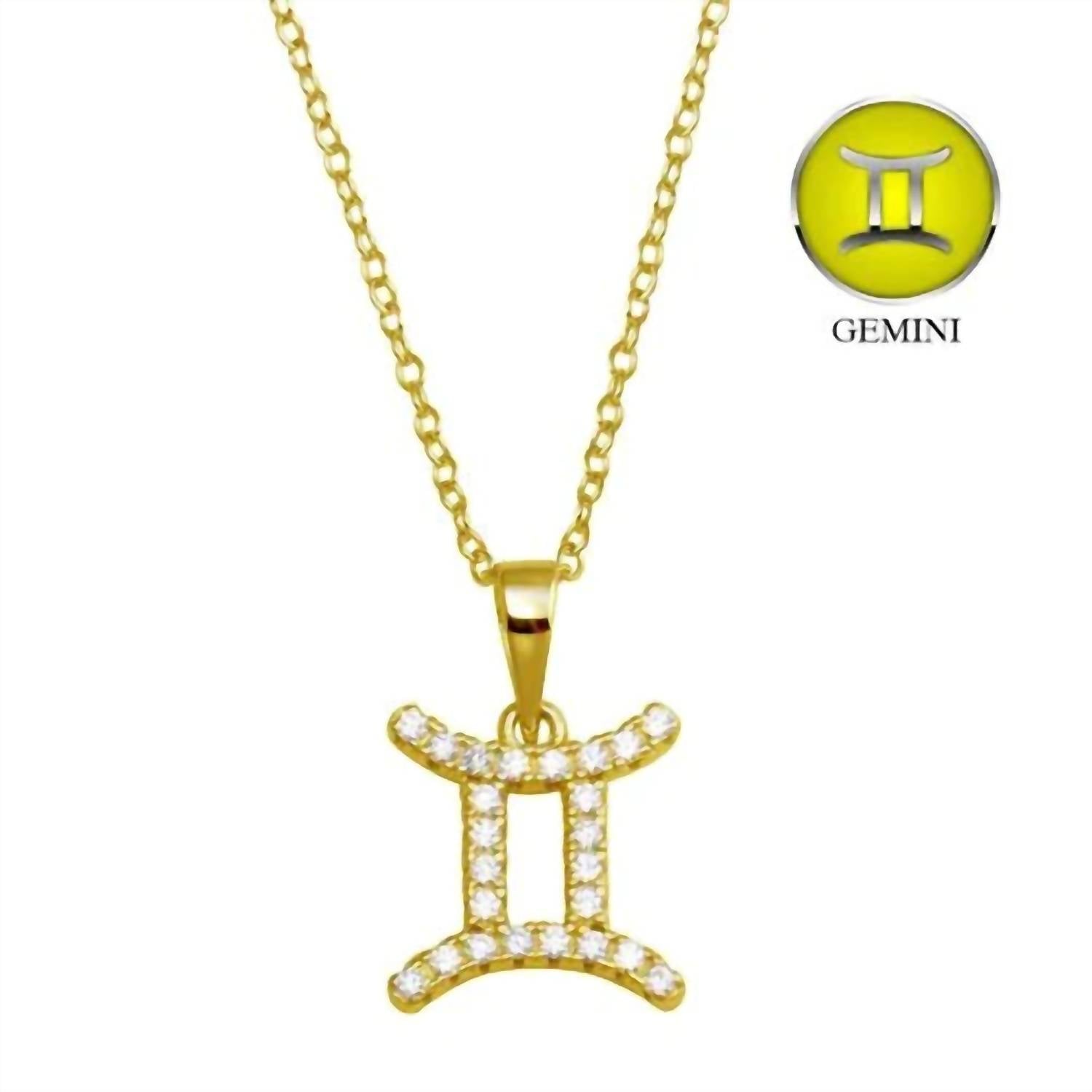 Silver Depot Gemini Necklace With Sparkling Cubic Zirconia Stones in gold - women's jewelry