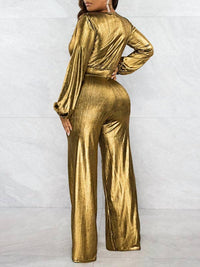 Vividlux - Metallic Bodycon Shinny Jumpsuit