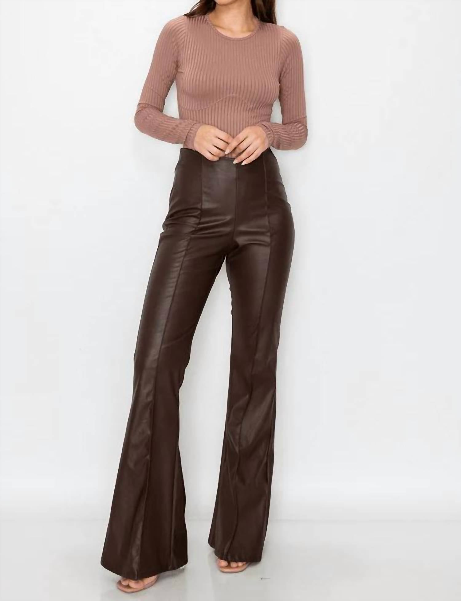 Canvas Apparel - Pleather High Waist Flare Pants