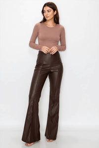 Canvas Apparel - Pleather High Waist Flare Pants