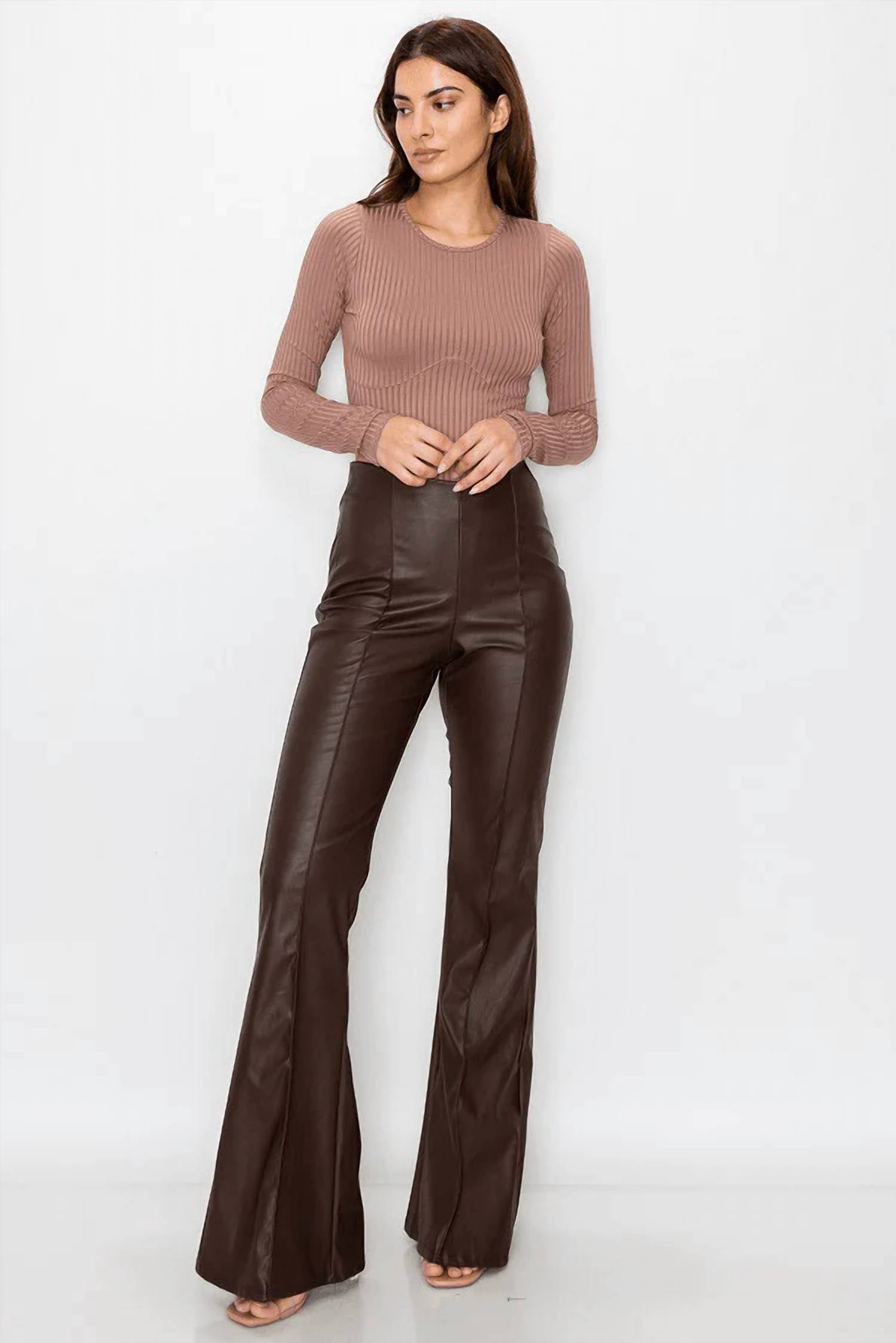 Canvas Apparel - Pleather High Waist Flare Pants