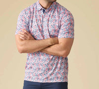 Flags & Anthem - Concord Short Sleeves Leaf Print Performance Polo