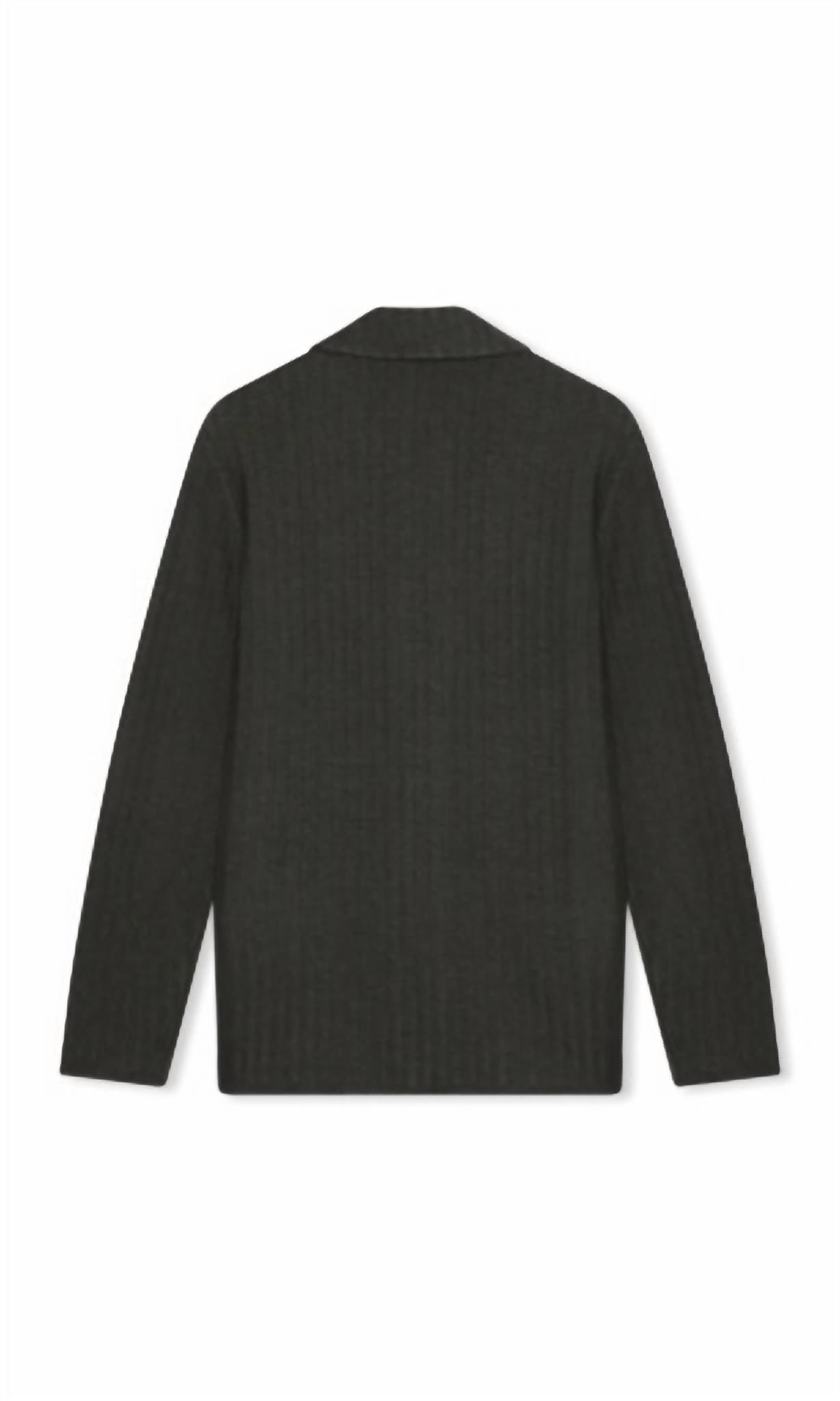 Maurizio Baldassari Men's Soft Cashmere Rib Swacket in black - men's jacket - detail view