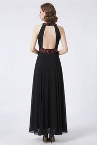 Sue Wong - Women's Halter Beaded Cutout Back Evening Dress