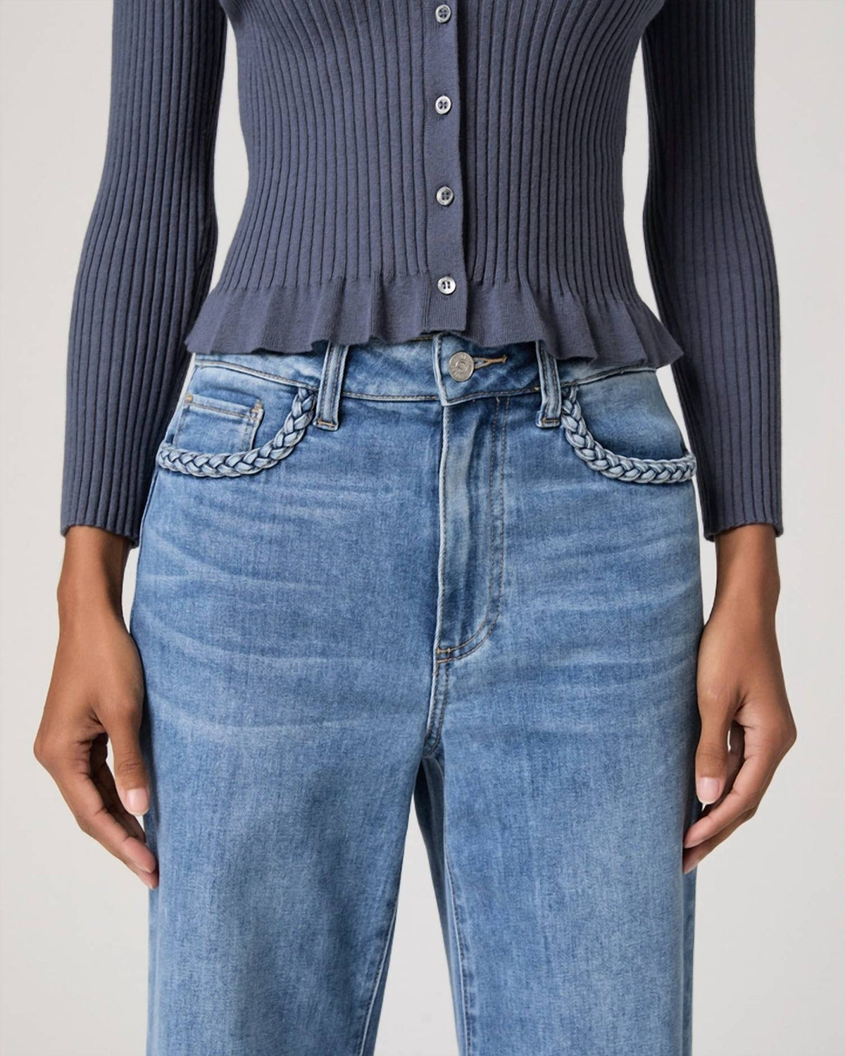 Paige - Anessa 31 Braided Pocket Edge Wide Leg Jean