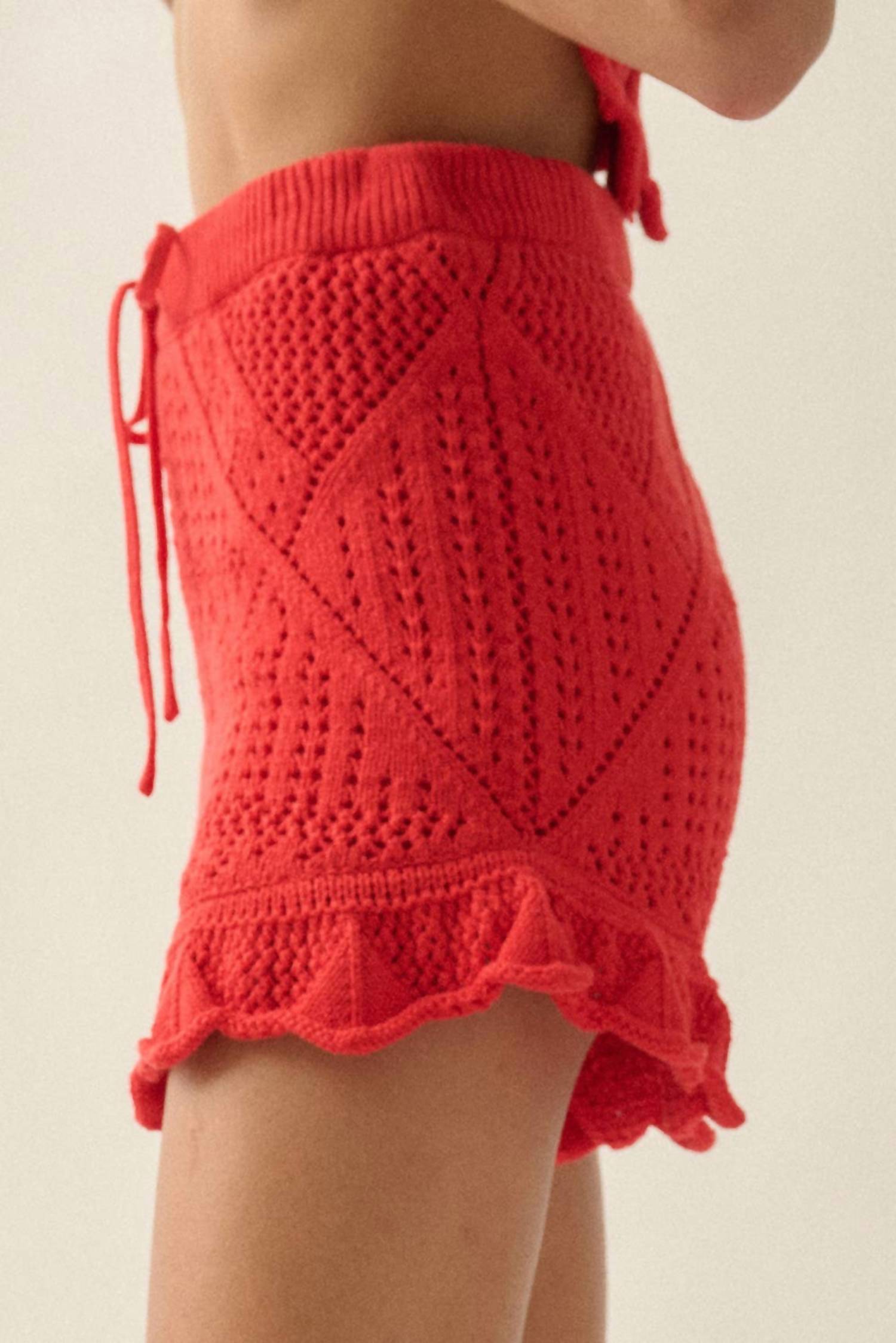 Promesa - Delphine Pointelle Crochet Knit Shorts