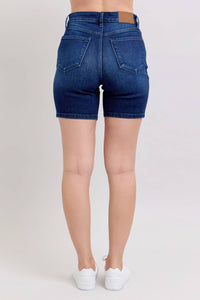 Judy Blue High Waist V-front Bermuda Shorts in blue - women's shorts - alternate view