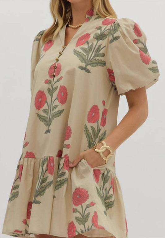 Entro - Mini Floral Dress With Ruffle Hem