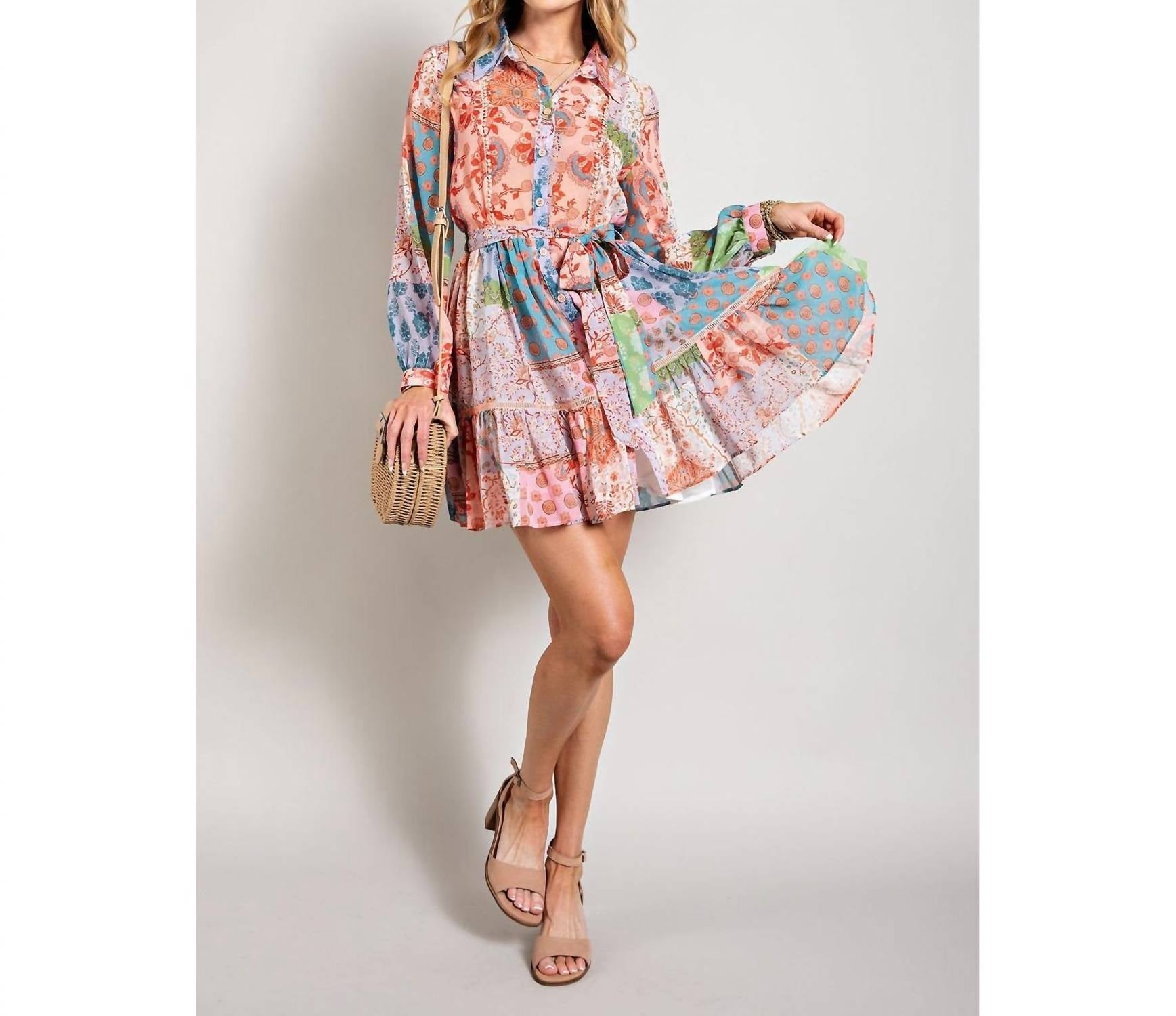 Sweet Generis Paisley Mix Up Dress in multi - women's dress - alternate view