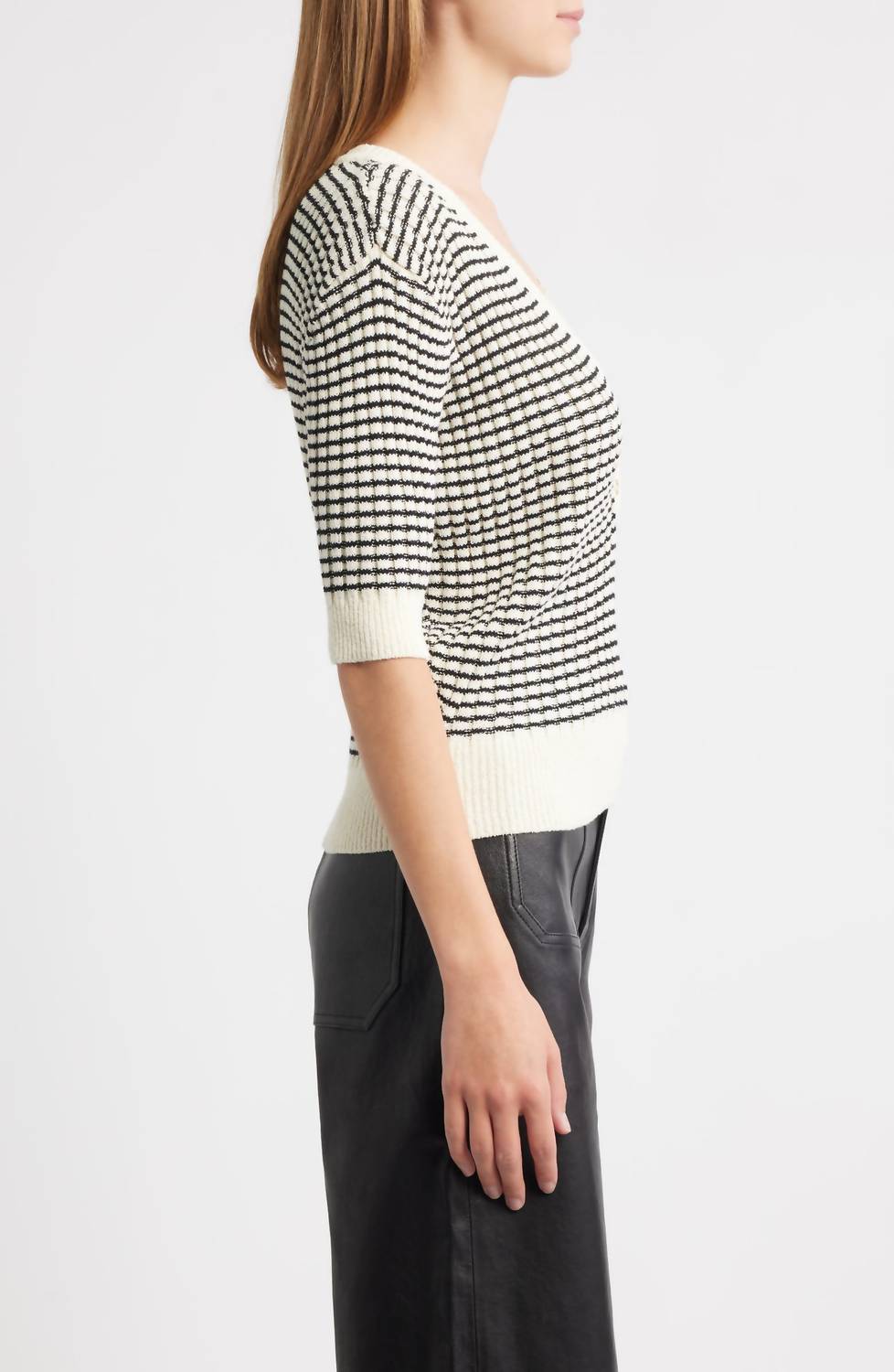 Frame - Stripe V Neck Sweater