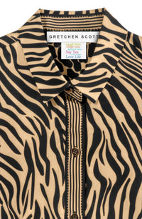 GRETCHEN SCOTT Animal Instincts Boyfriend Shirt in zebra khaki - women's blouse - alternate view