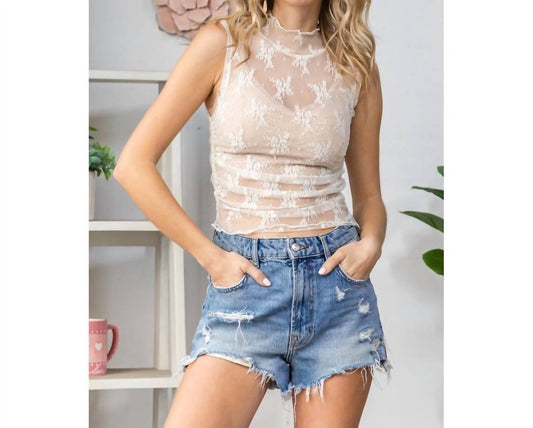Veveret - Lace Sleeveless See Through Top