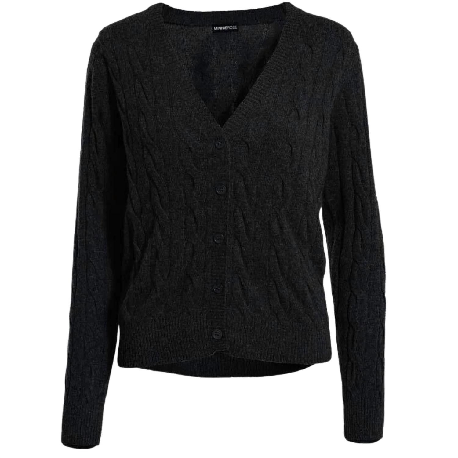 Minnie Rose - Women's Cable Knit Cardigan