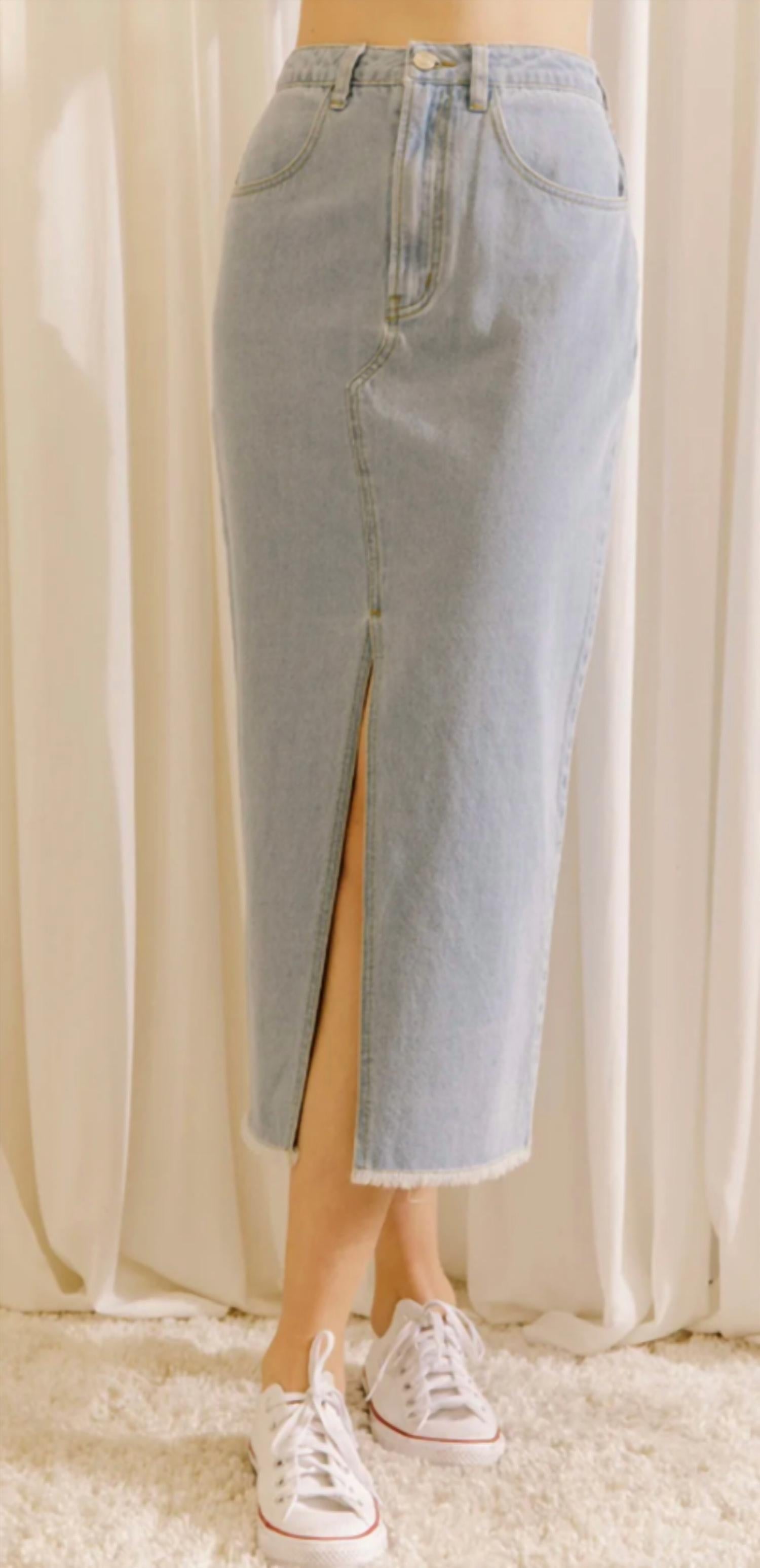STORIA Pencil Midi Skirt in denim - women's skirt