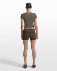 NikeSKIMS Ribbed Seamless Short Sleeve Top in oak moss dune - women's t-shirt - view 4