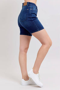 Judy Blue High Waist V-front Bermuda Shorts in blue - women's shorts - view 4