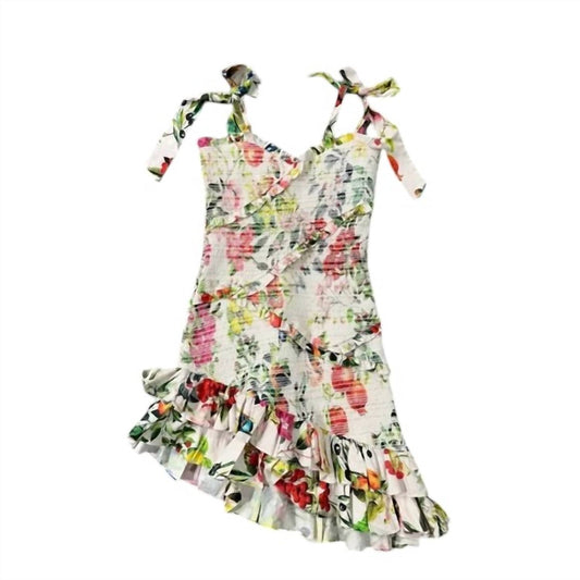 Rococo Sand - Women's Smocked Floral Ruffle Mini Dress