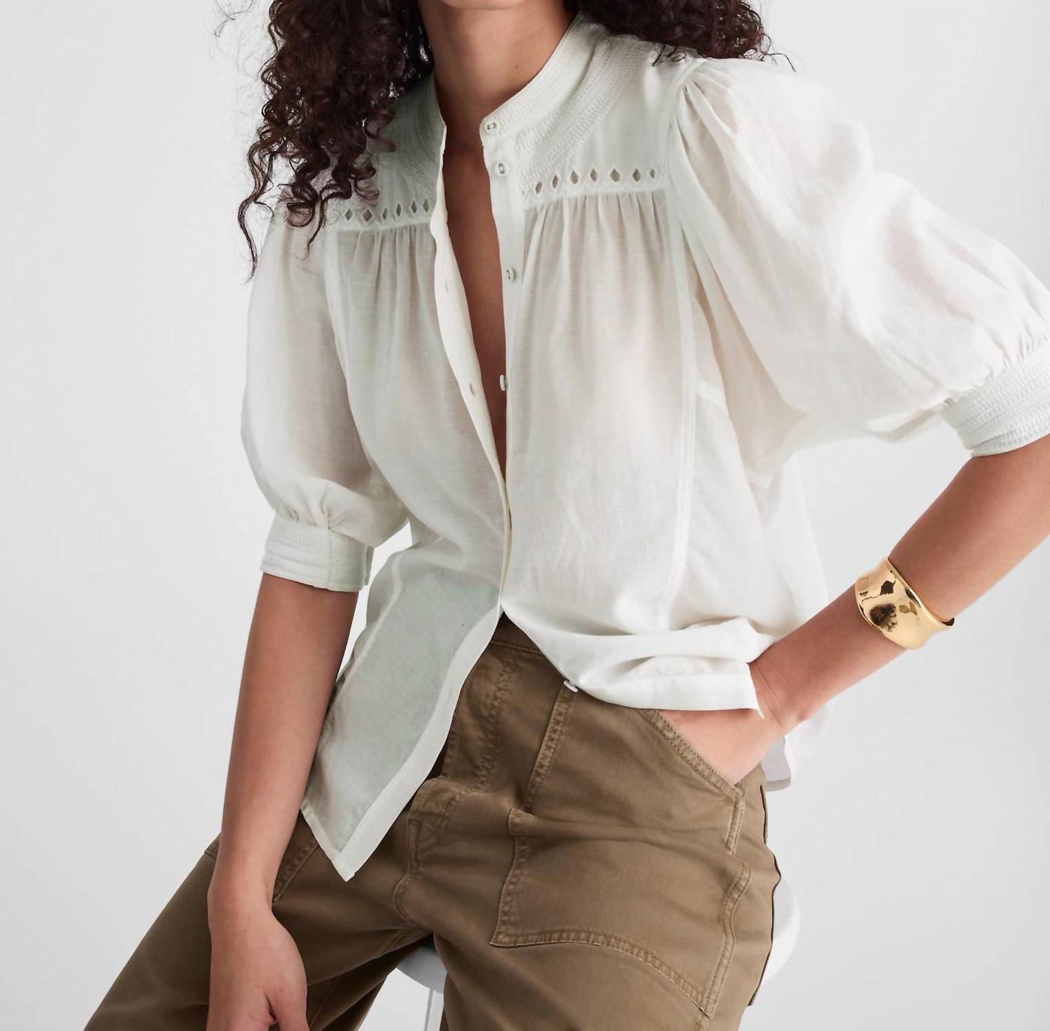 Madewell - Puff-sleeve Band-collar Shirt