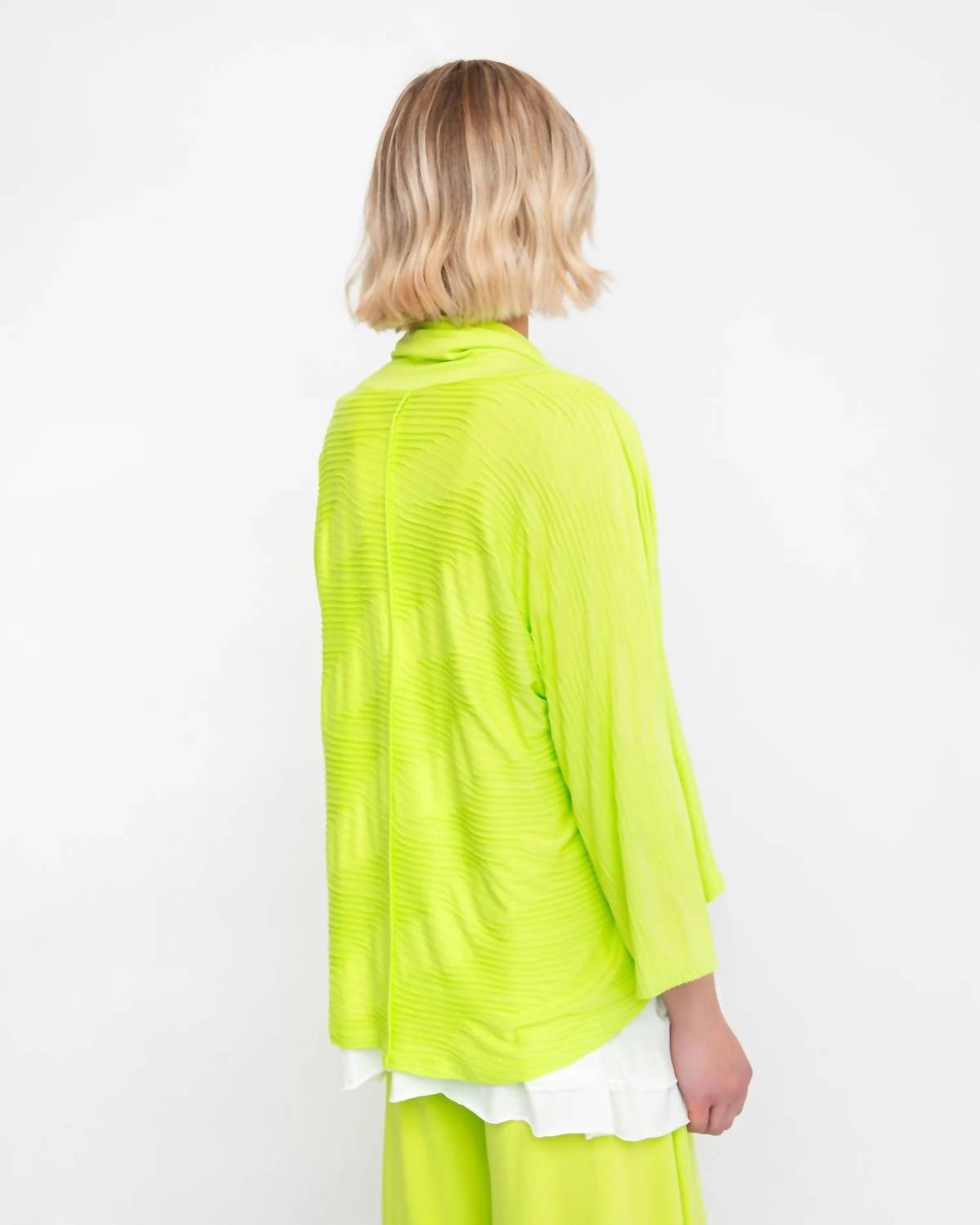 Ozai N Ku Drape Neck Racquet Cardigan in lime - women's cardigan - view 4