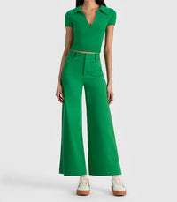 alice + olivia Zoe Ankle Trouser in green - women's pants - detail view