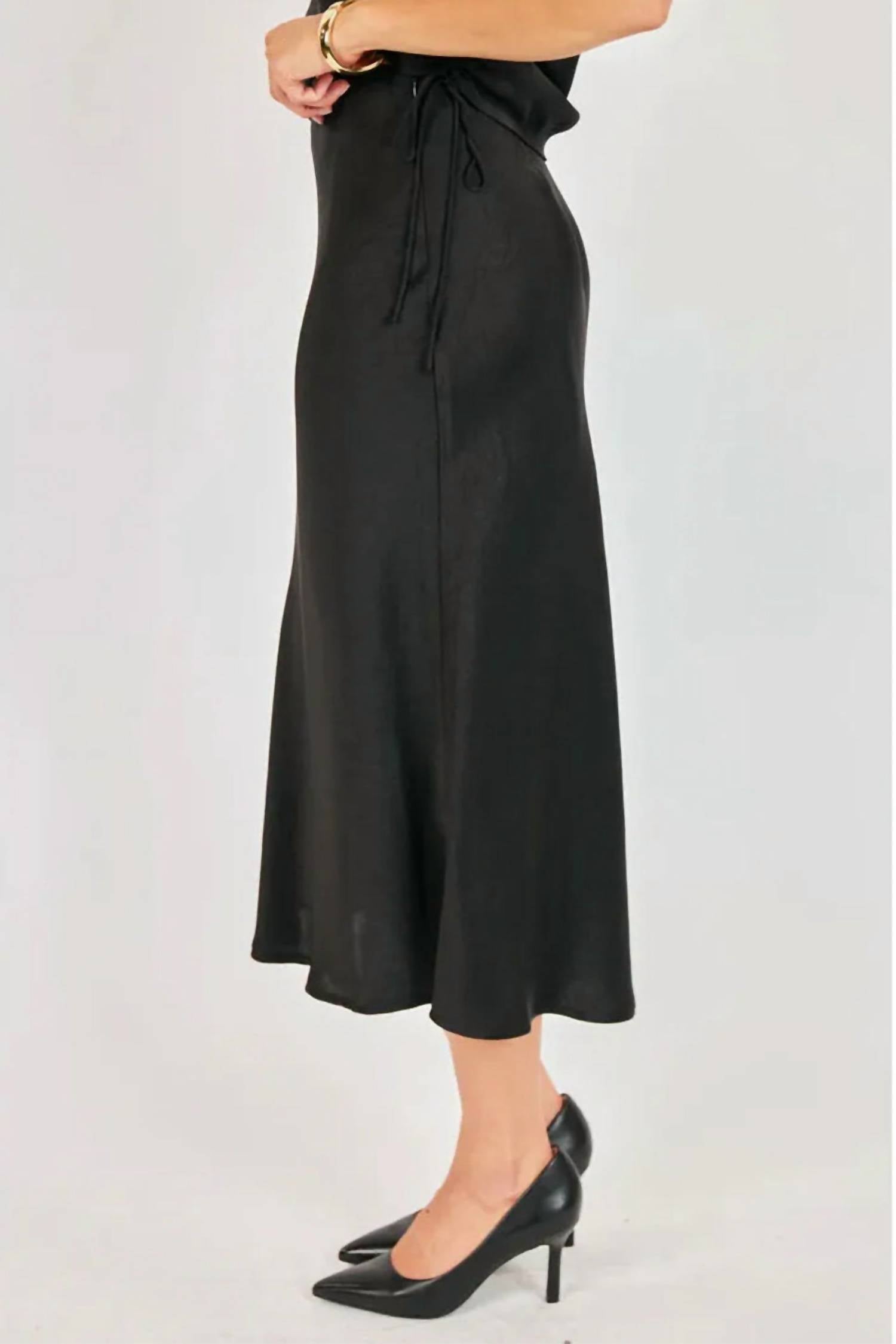 Sadie & Sage CEREMONY MIDI SKIRT in black - women's skirt - detail view
