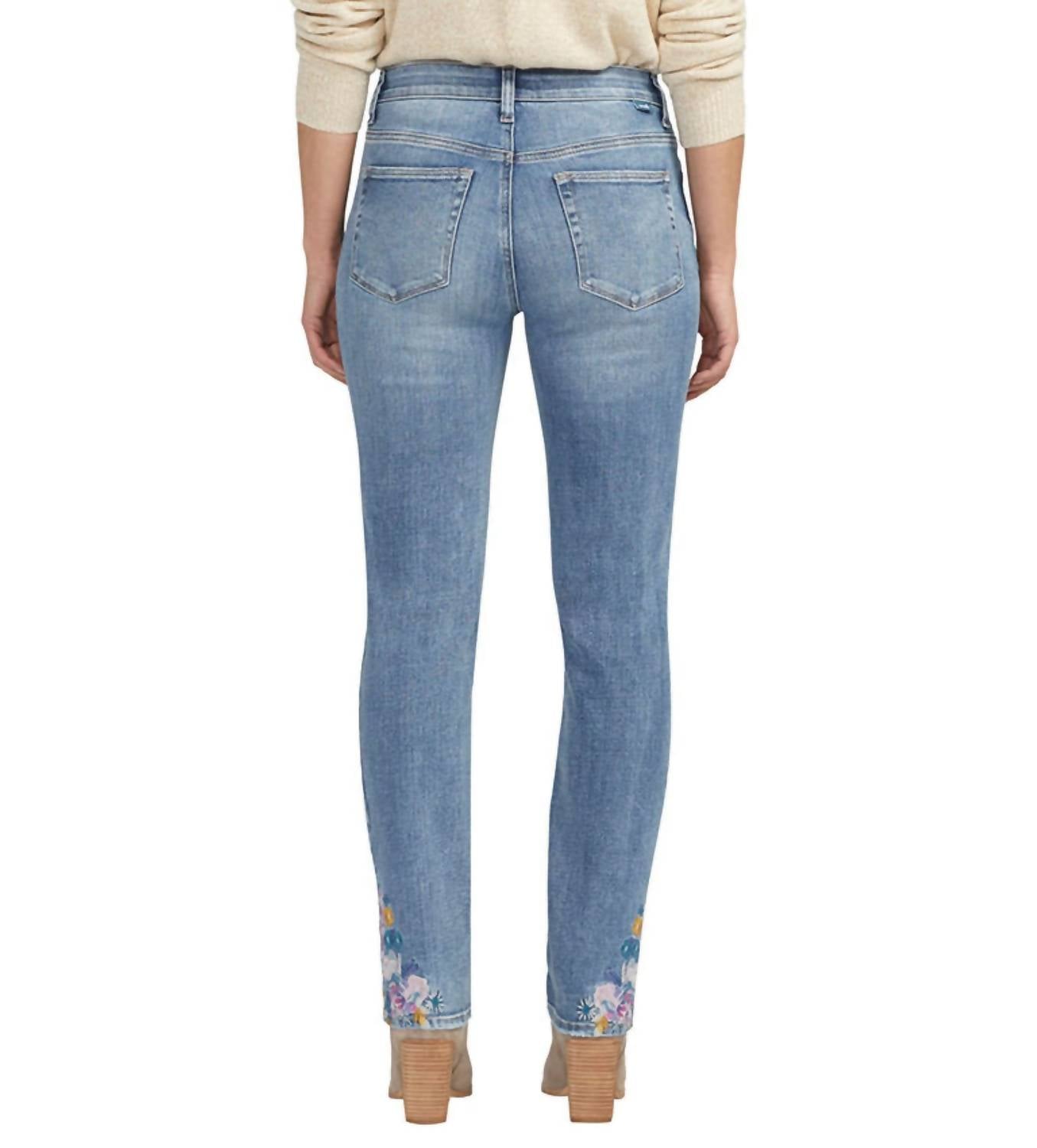 Jag - Mid Rise Embroidered Ruby Straight Leg Jeans