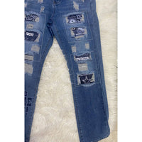 Lovesoft - Women's Dallas Cowboys Distressed Patchwork Jeans