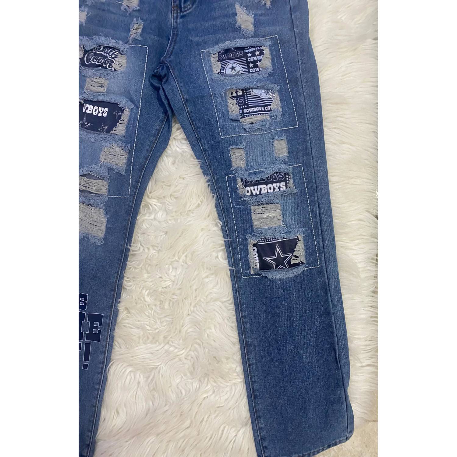 Lovesoft - Women's Dallas Cowboys Distressed Patchwork Jeans